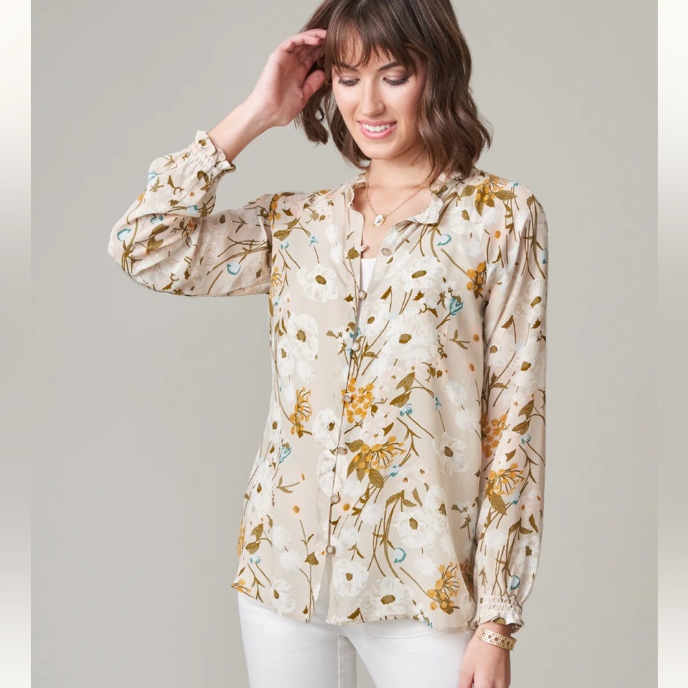 NWT Ivy Silk Blouse Babbie's Store Poppies XXL